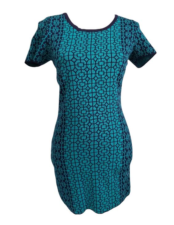 Romeo & Juliet Couture Dresses & Skirts - Romeo & Juliet Couture Knit Stretchy Dress Black Blue Geometric Print sz Medium